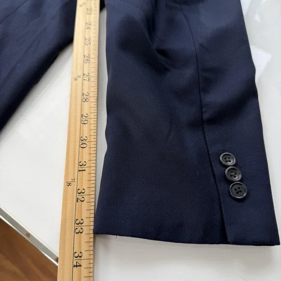 Ermenegildo Zegna Suit Jacket Mens 44 Navy Blue 100% Trofeo Wool 2 Blazer Italy